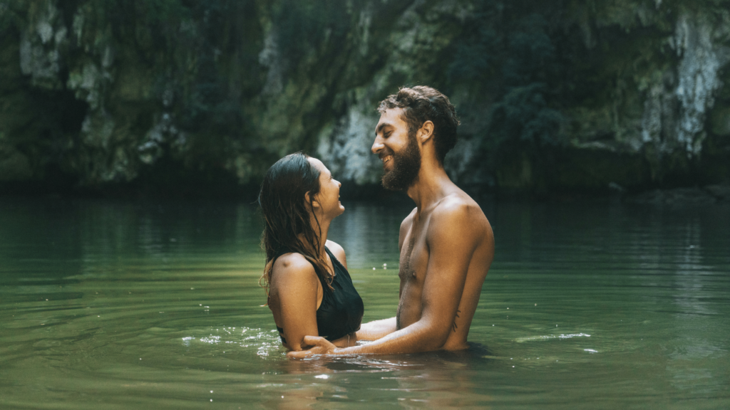 Swimming in pond for Adventurous Couples