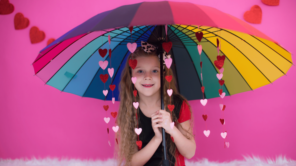 Valentine's day photo booth fun activity with kids