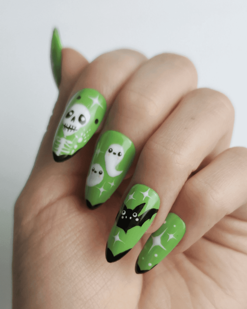 Green Ghost Nails Ideas