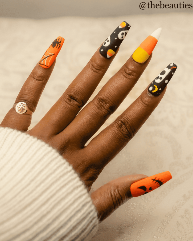 Ghost Candy Corn Nails