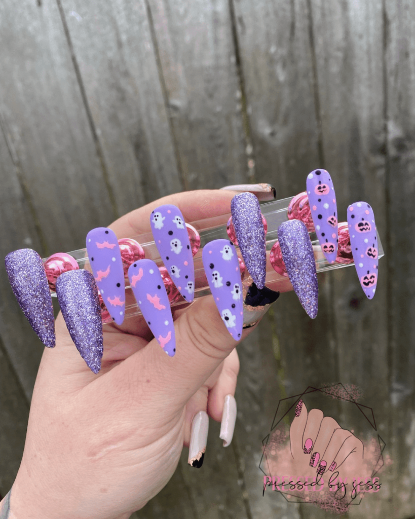 Purple Ghost Nails Art
