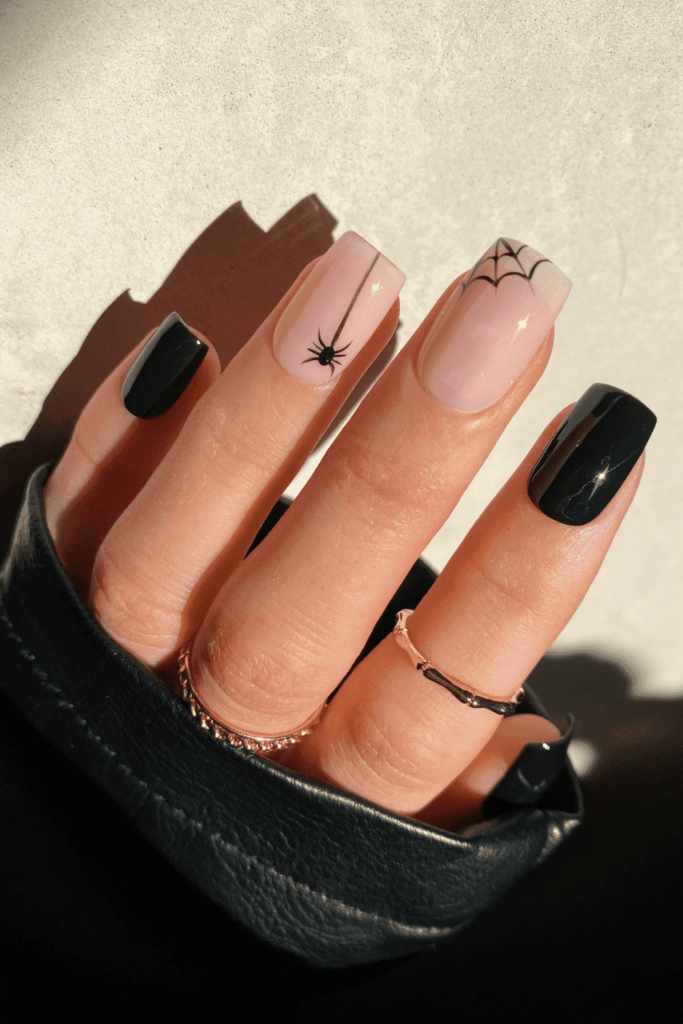 spider web nail design
