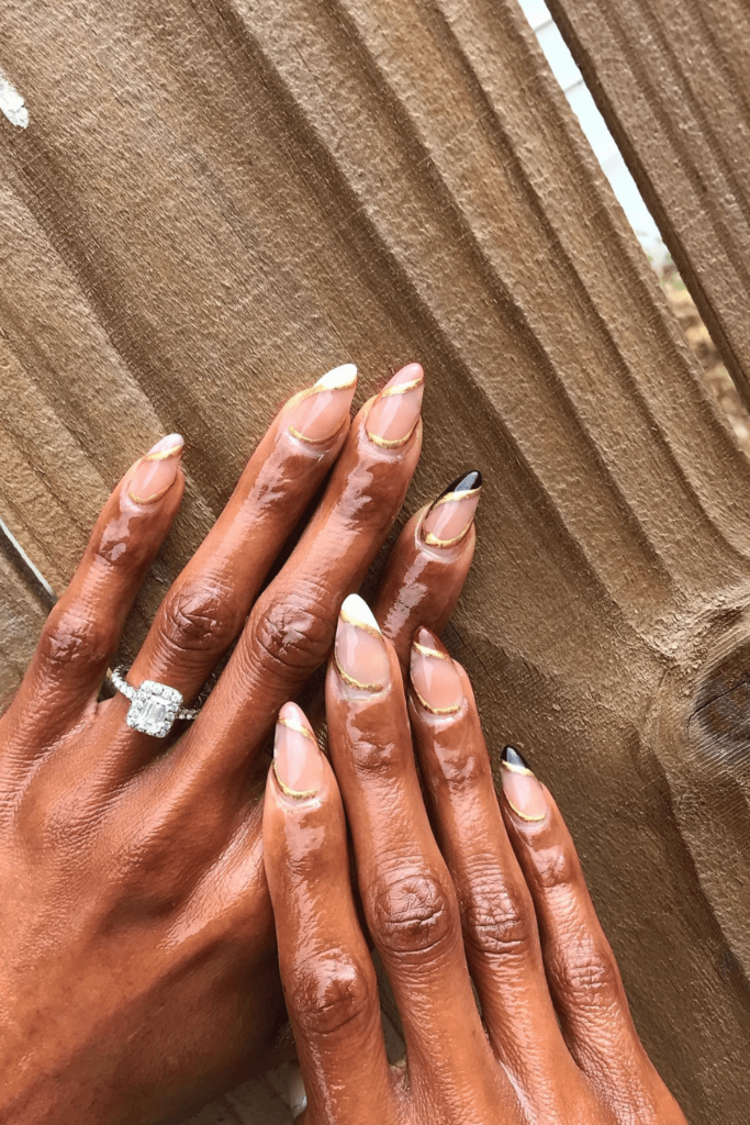  Golden Nudes simple fall nails