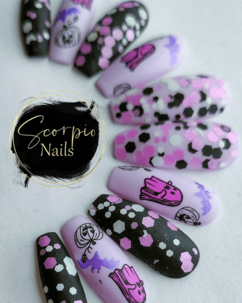 Spooky Lavender Ghost Nails Ideas