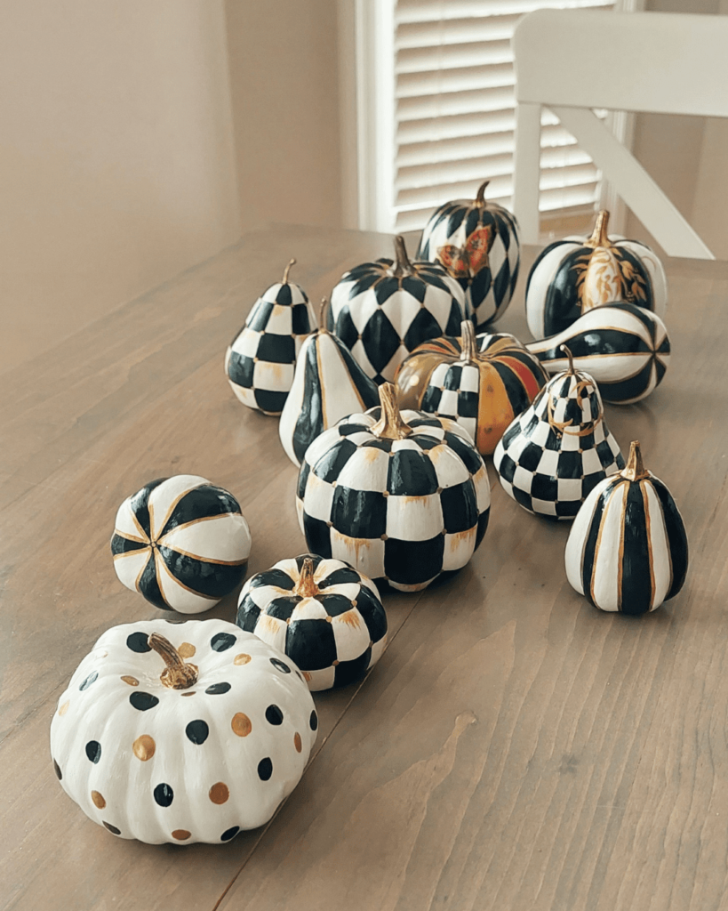  checkered pumpkin table centerpiece