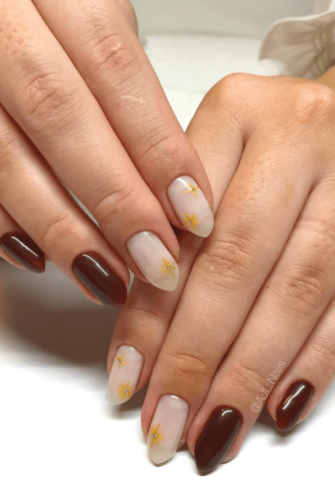 Gold Star simple fall nails
