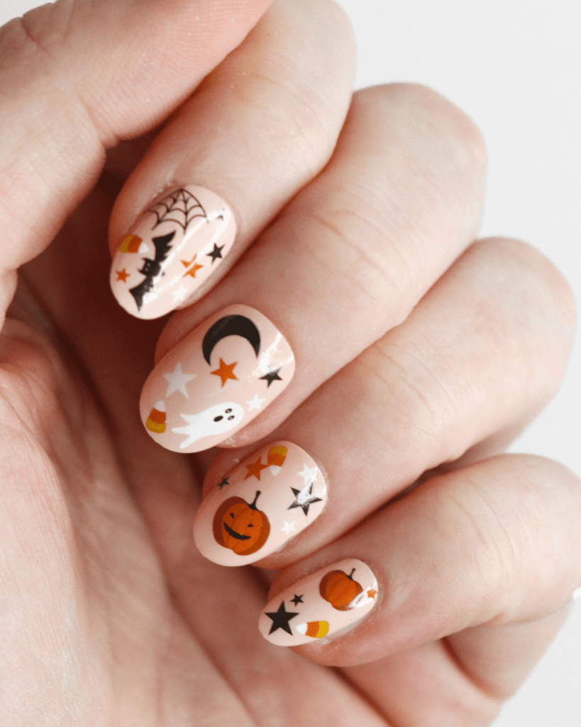 Pumpkin ghost nails ideas