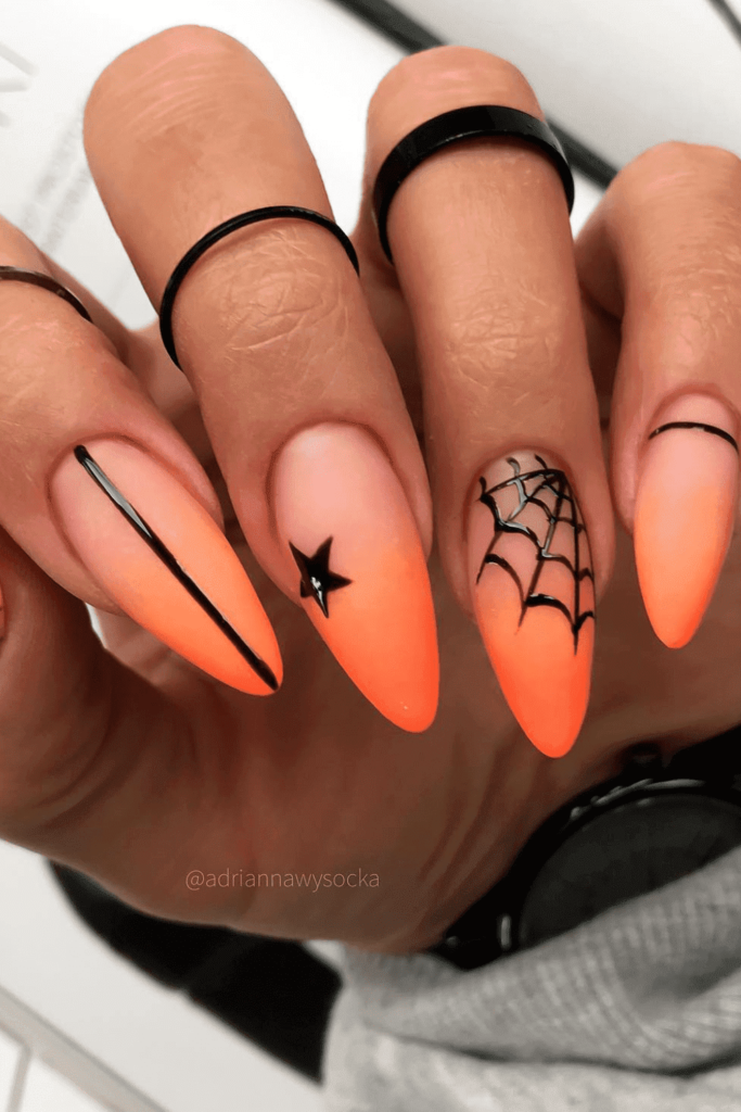 Ombre Spidey Halloween Nails