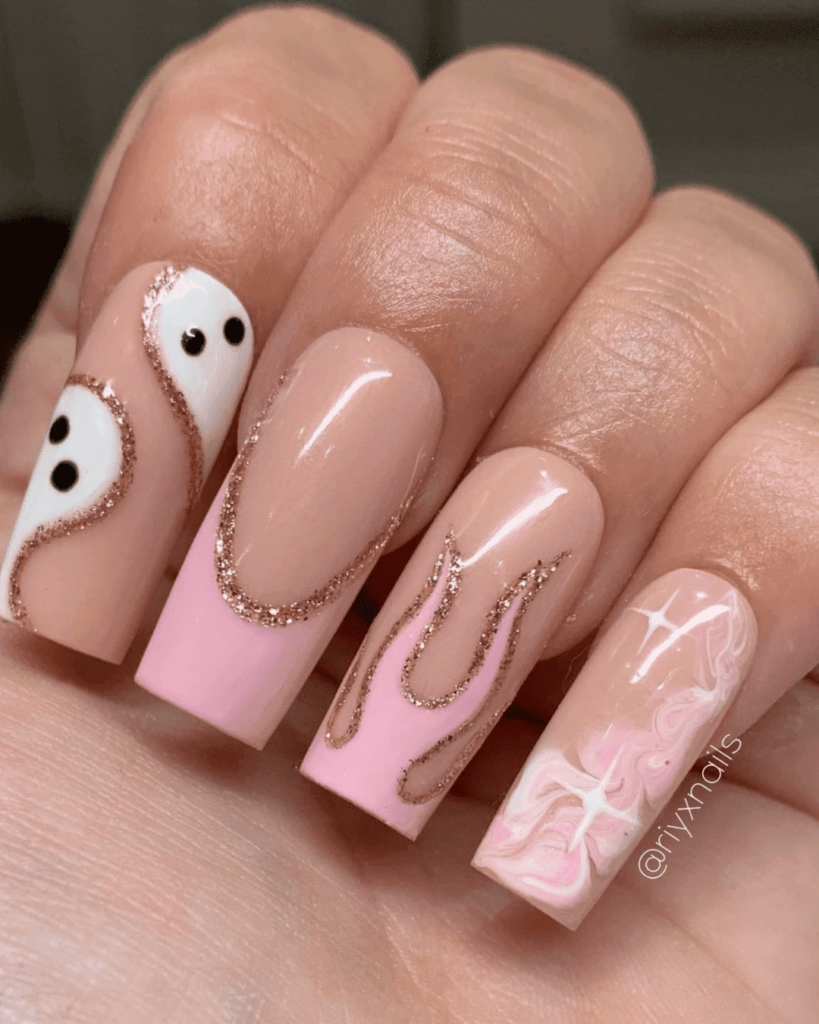 Pink Ghost Nail Inspo