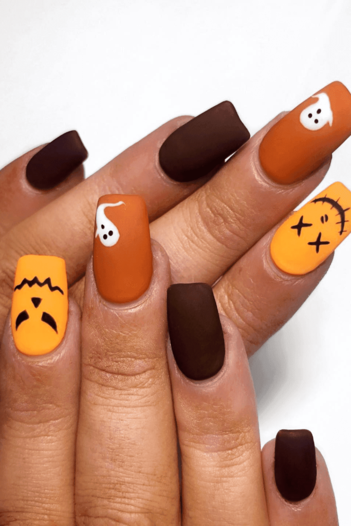 Crazy Pumpkin Halloween Nails