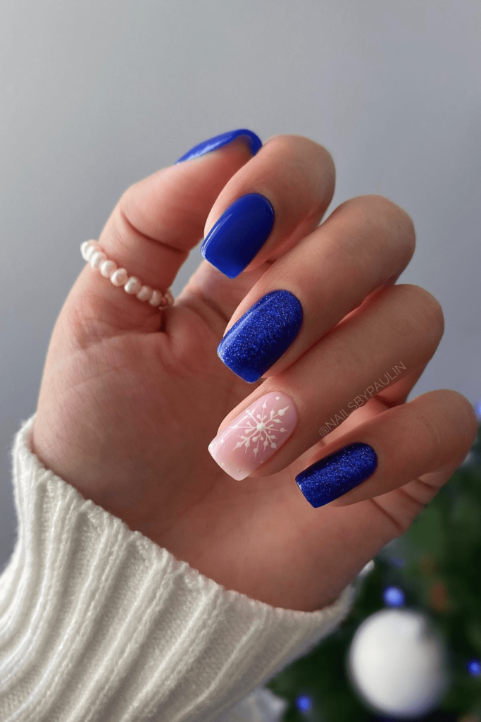 Blue Christmas Nails