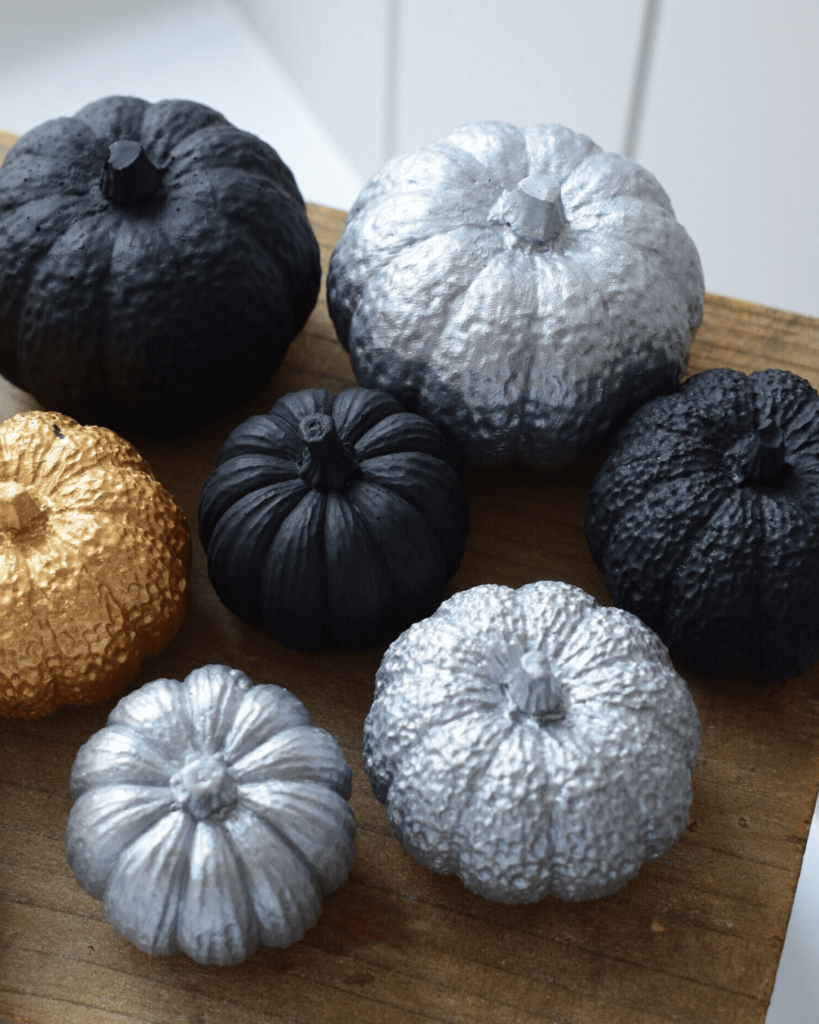 Matte Black Concrete Pumpkins