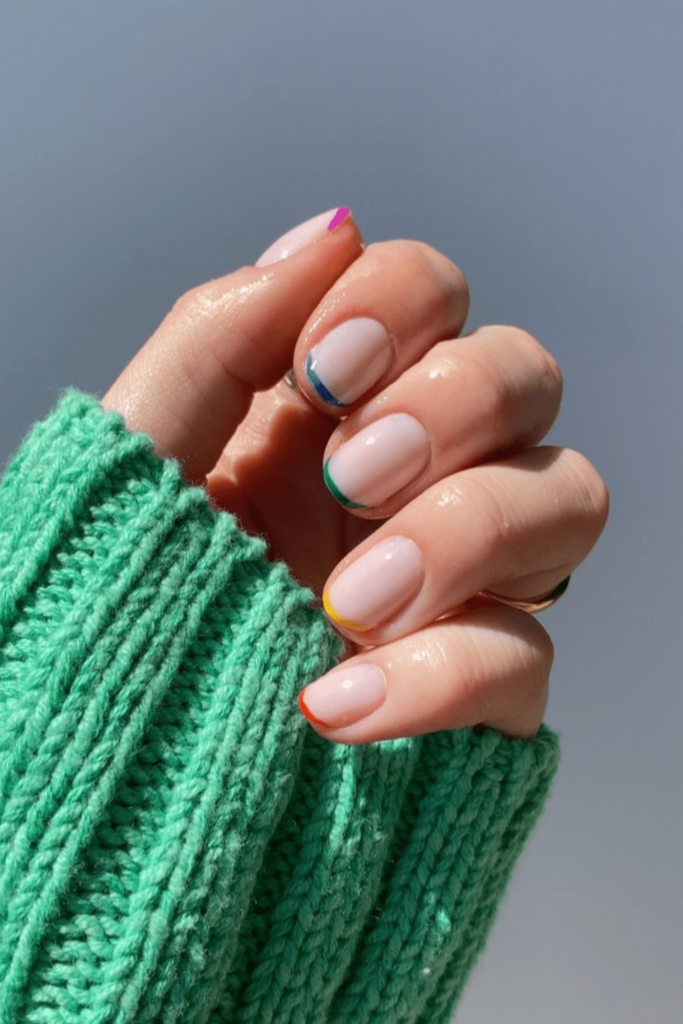 Colored Short Tips fall nail design for short nail