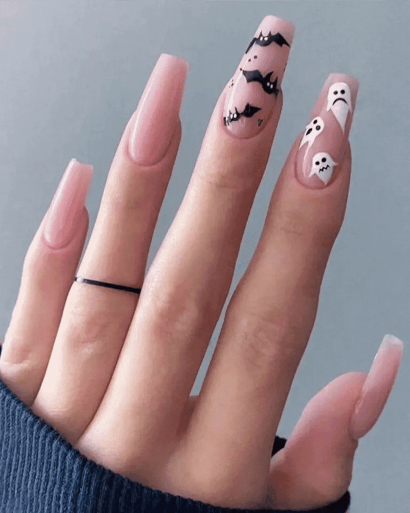 Ghost and Bats Nails Ideas