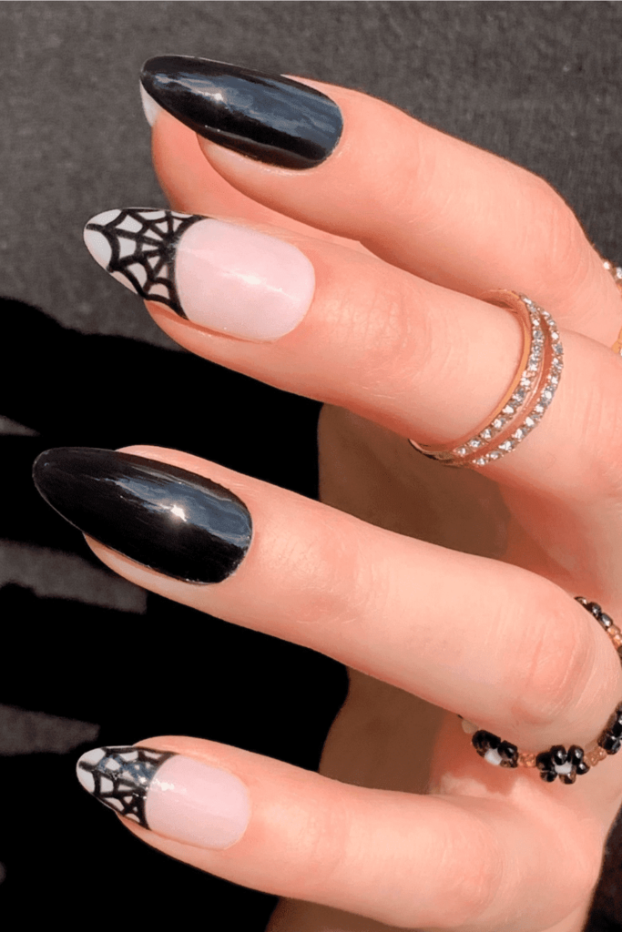 Spider Web French Nails
