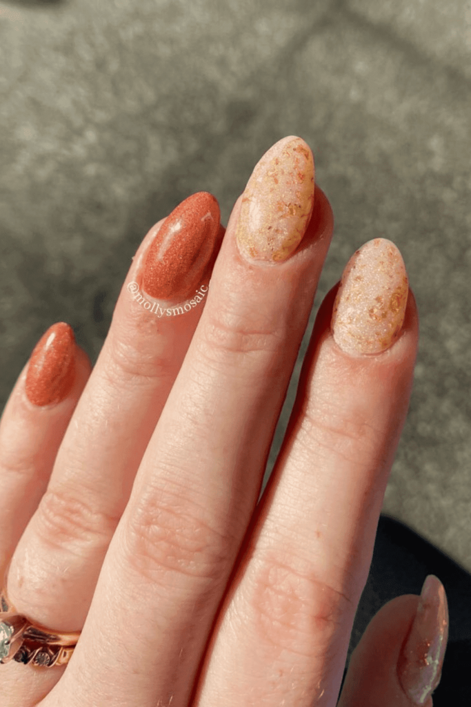 burnt orange and gold nails