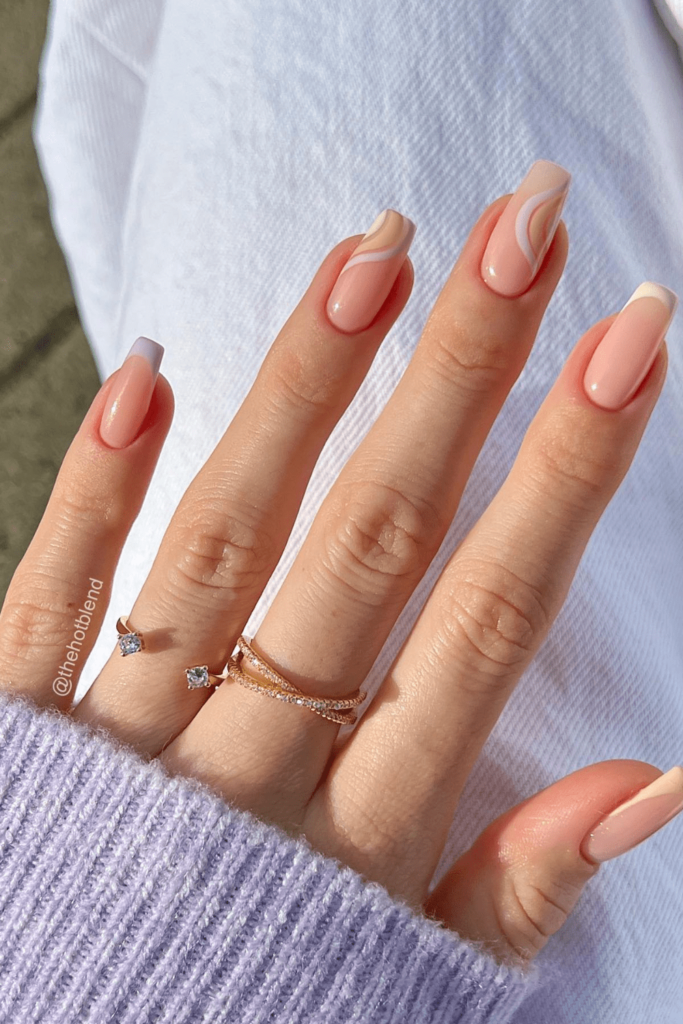 Creamy Swirls  simple short nail designs