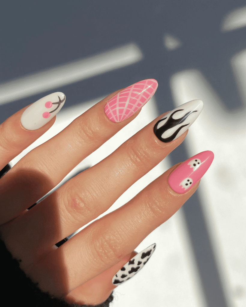 Mix and Match Ghost Nails Ideas