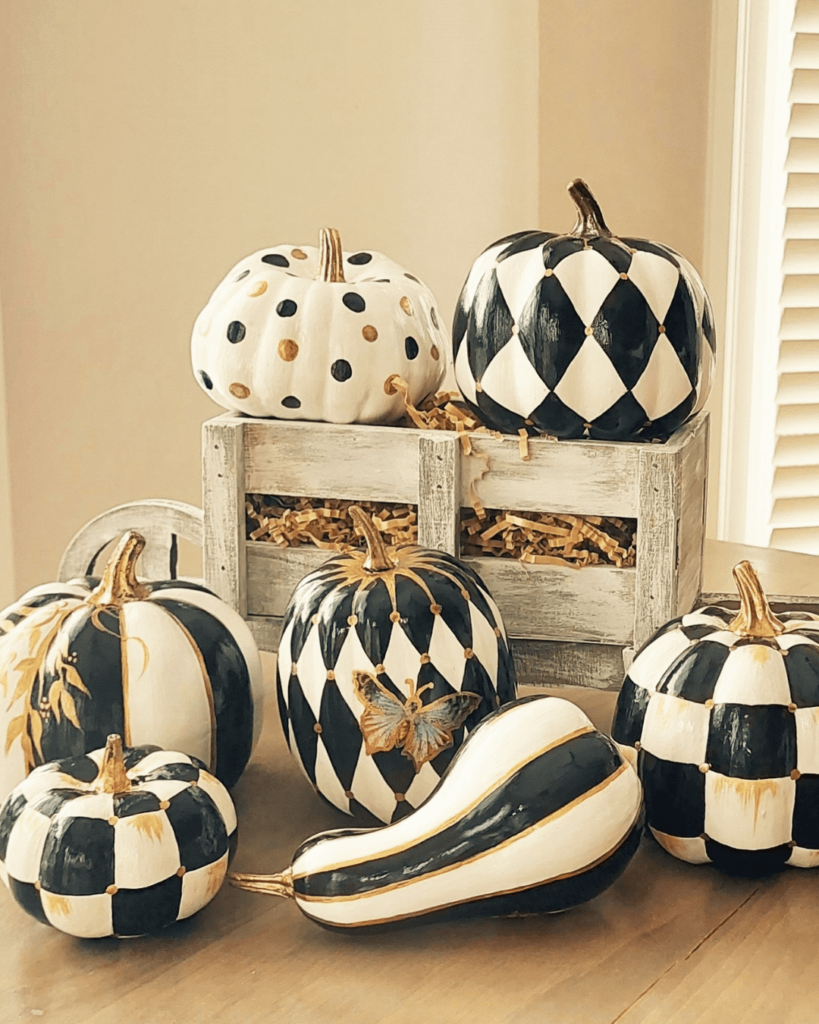 Fall pumpkin table centerpiece Checkered