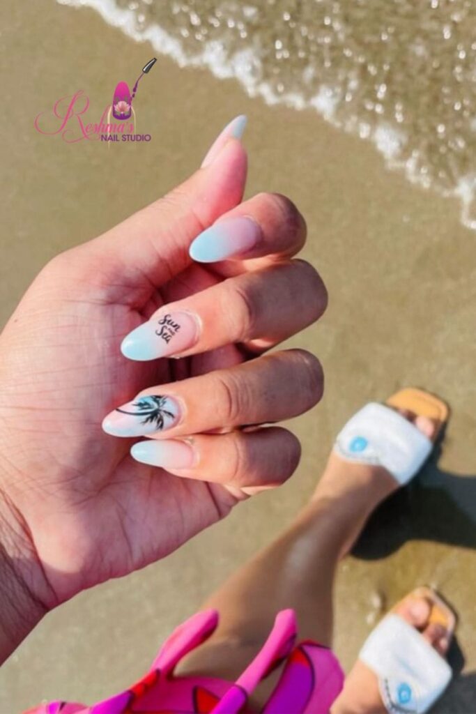 Palm Tree Paradise Beach nails 