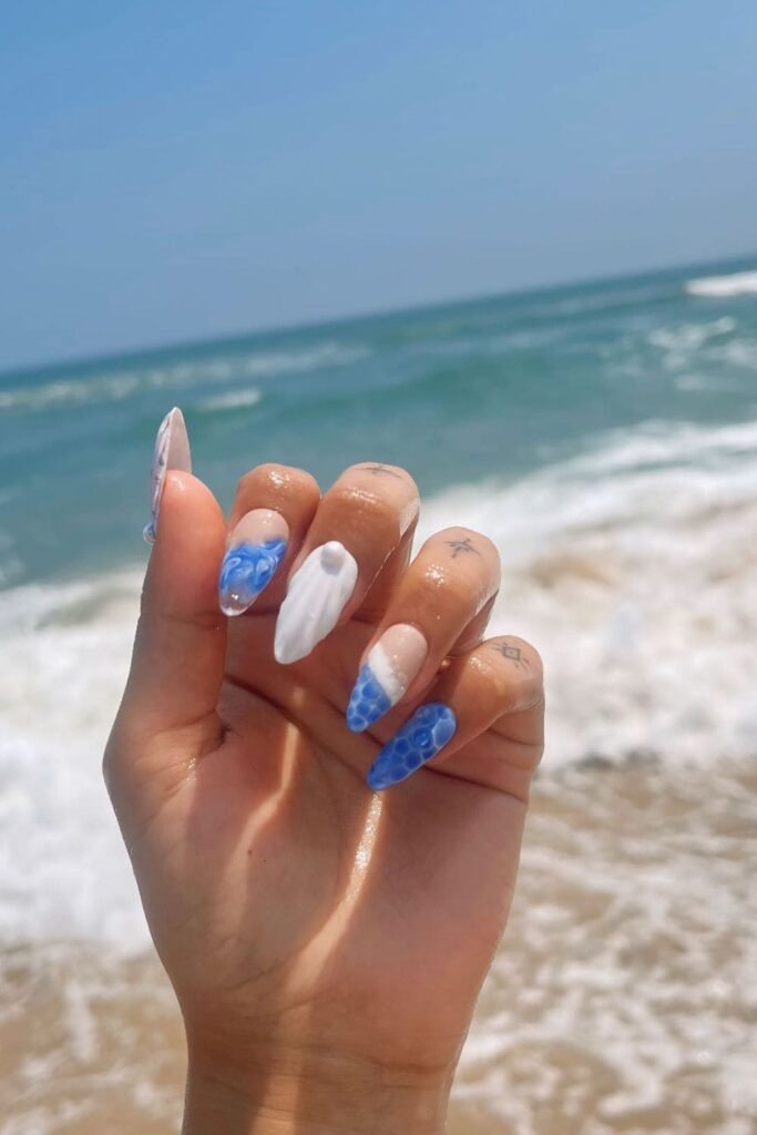 Ocean Pearl Waves Best nail for beach vacation