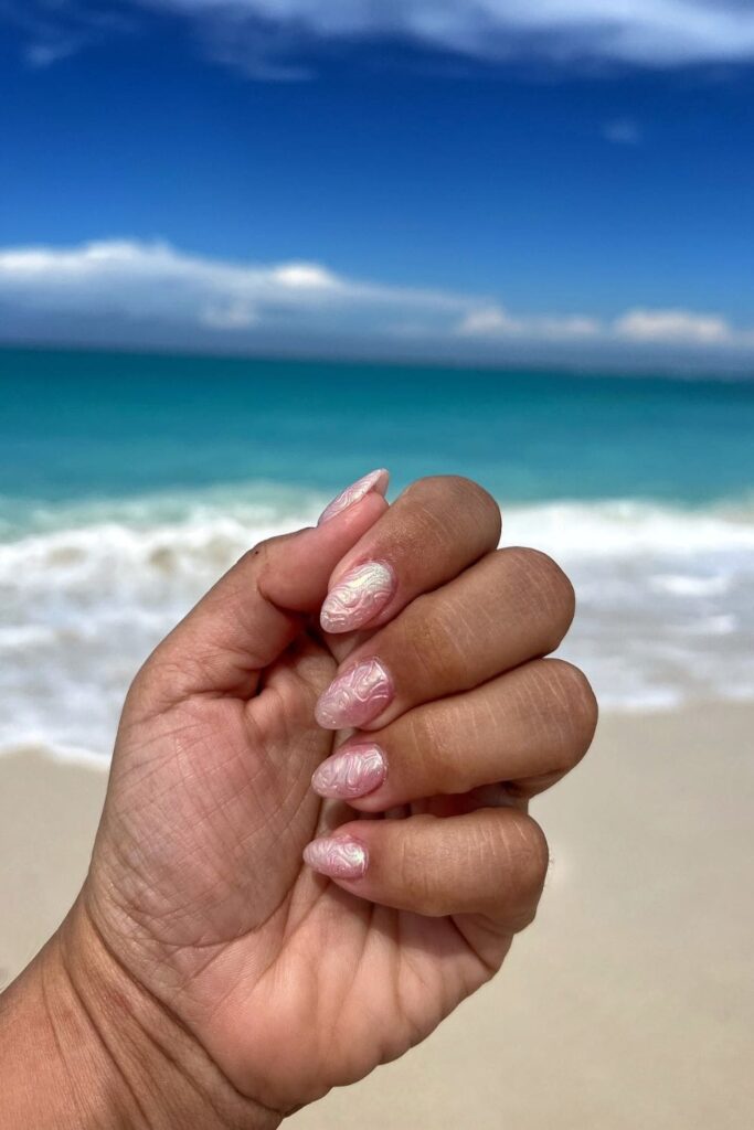 Classic Pearl Accent Beach nail designs
