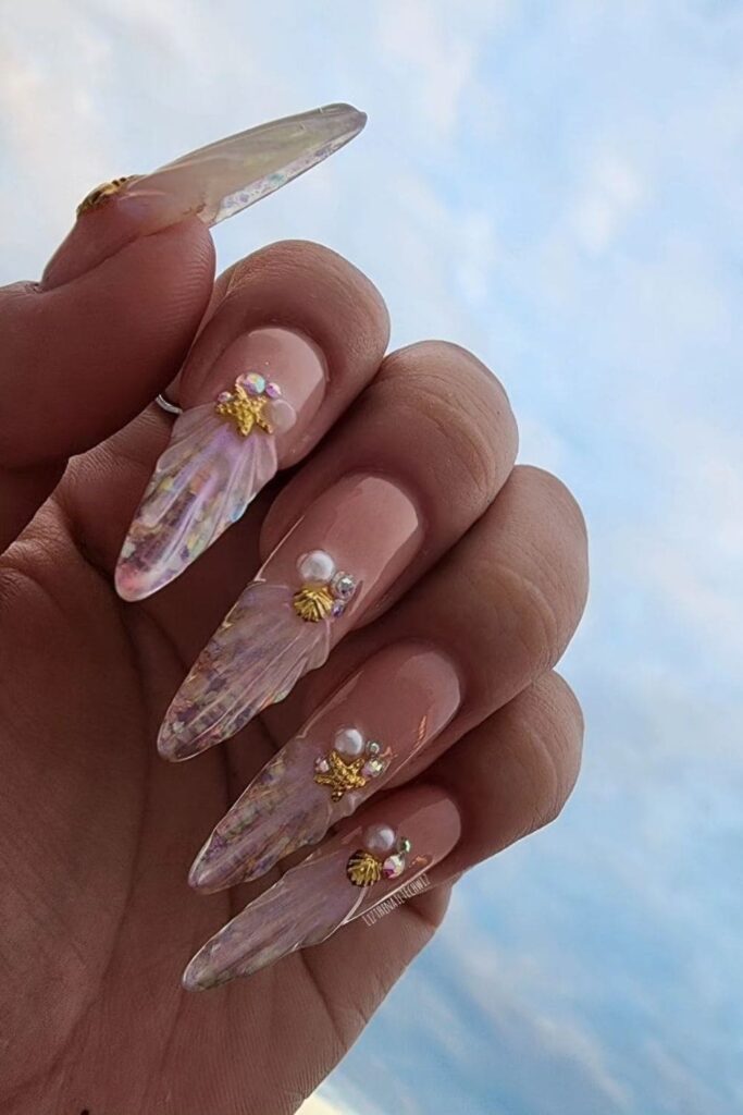 Shell French Tips Beach nails design
