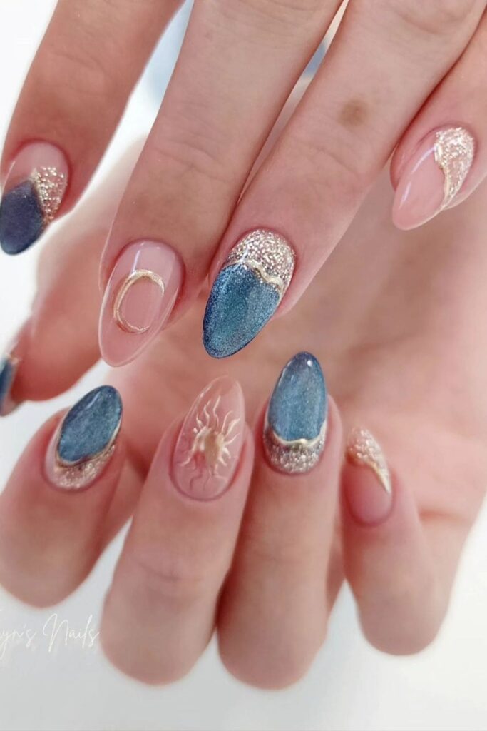 Glitter Waves Nails for the beach